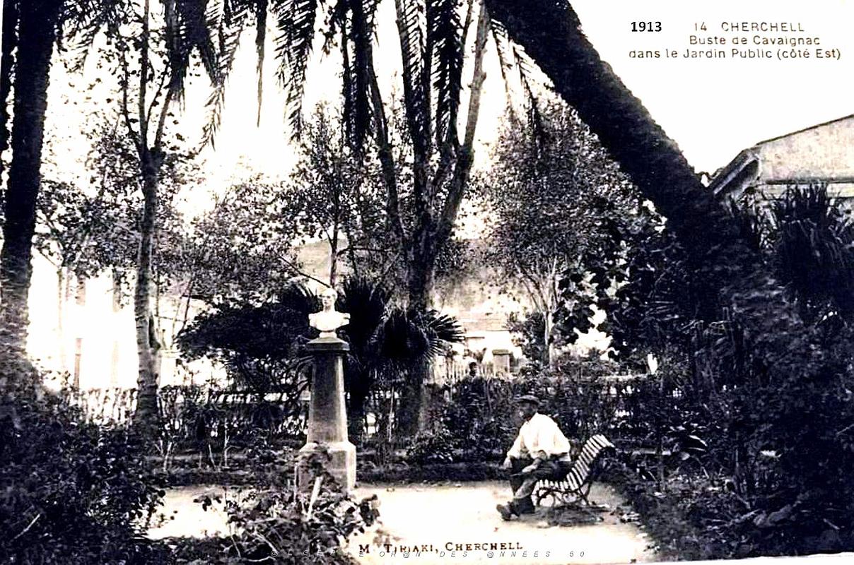 1853- Cherchell - Jardin public - Buste de Cavaignac - 1913.jpg